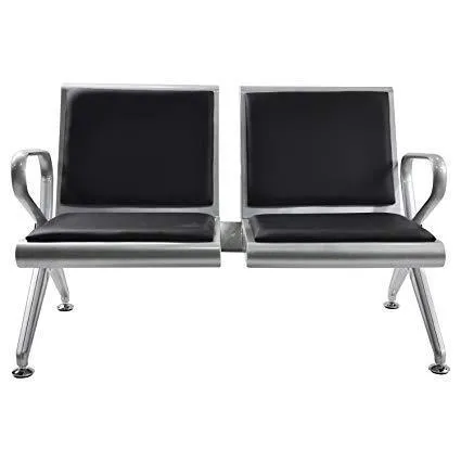 2 Seater Stainless Steel Bench with Fibre Cushion-Black