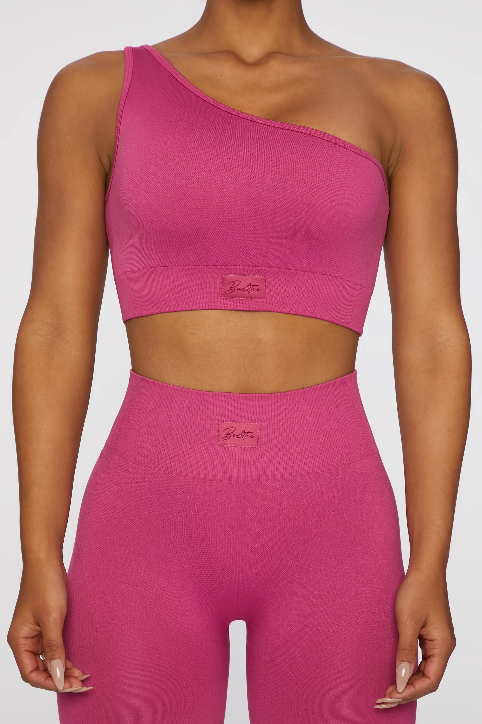 Asymmetric Crop Top in Dark Pink