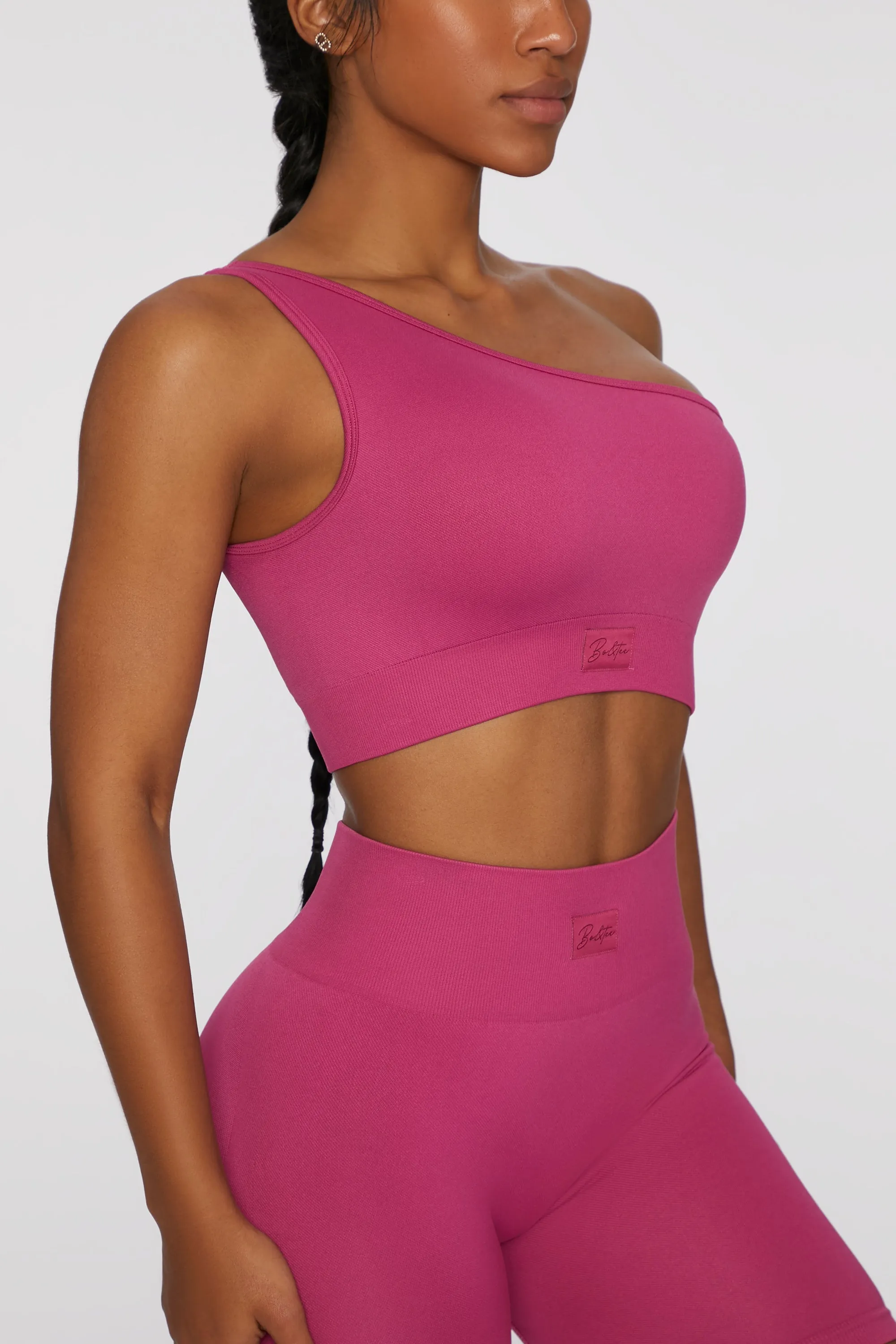 Asymmetric Crop Top in Dark Pink