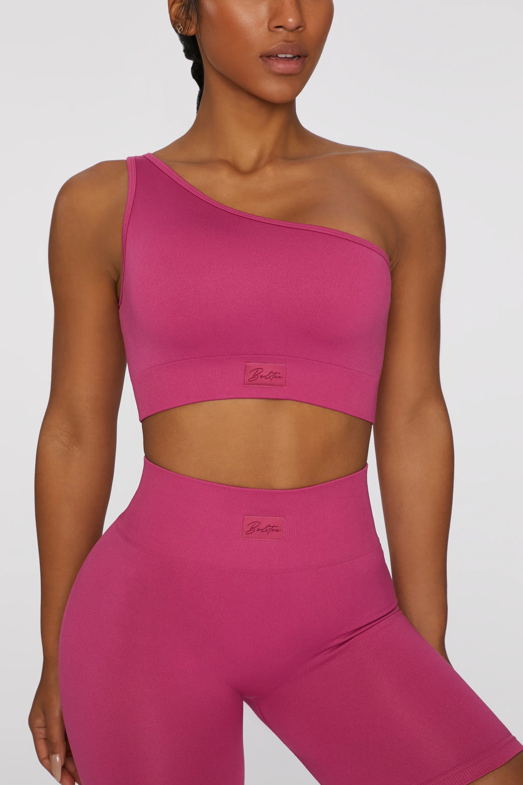 Asymmetric Crop Top in Dark Pink