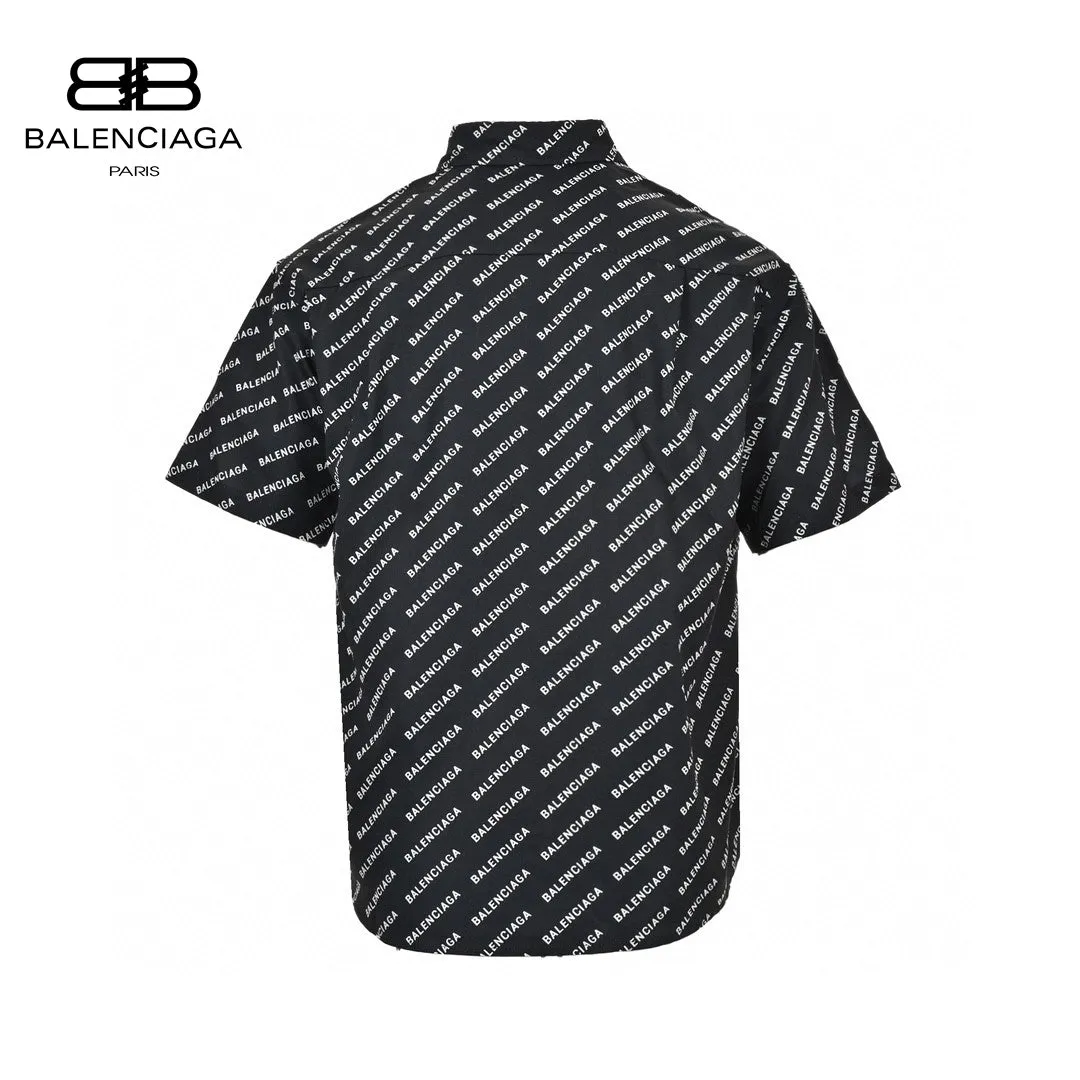 Balenciaga All-Over Logo Print Shirt (Black)