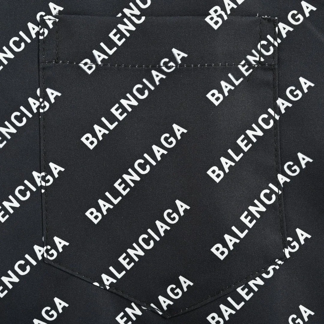 Balenciaga All-Over Logo Print Shirt (Black)