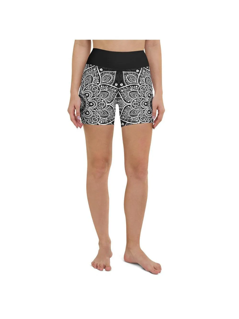 B&W Mandala Yoga Shorts