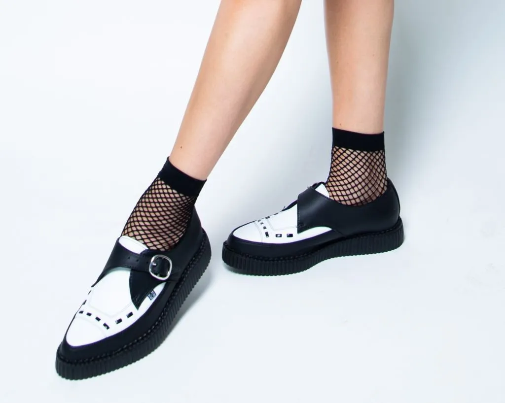 Black & White TUKskin Pointed Buckle Creeper