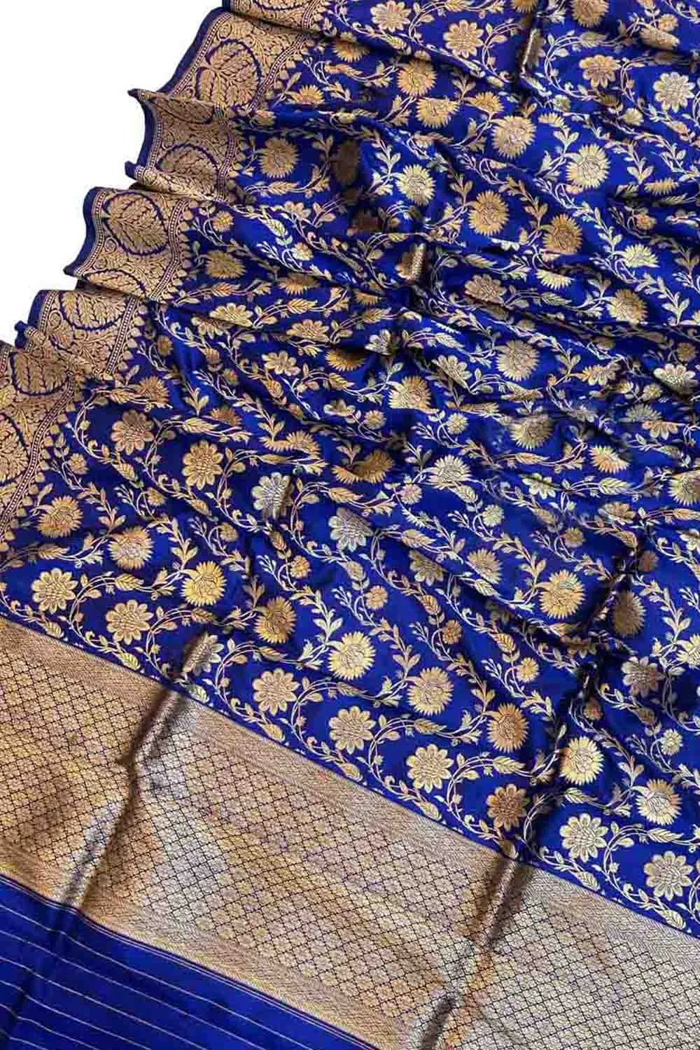 Blue Banarasi Katan Silk Jaal Dupatta