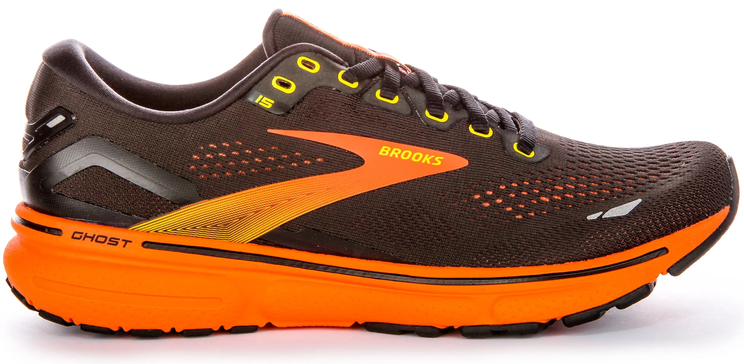 Brooks Ghost 15 In Black Yellow For Men | Medium Fit