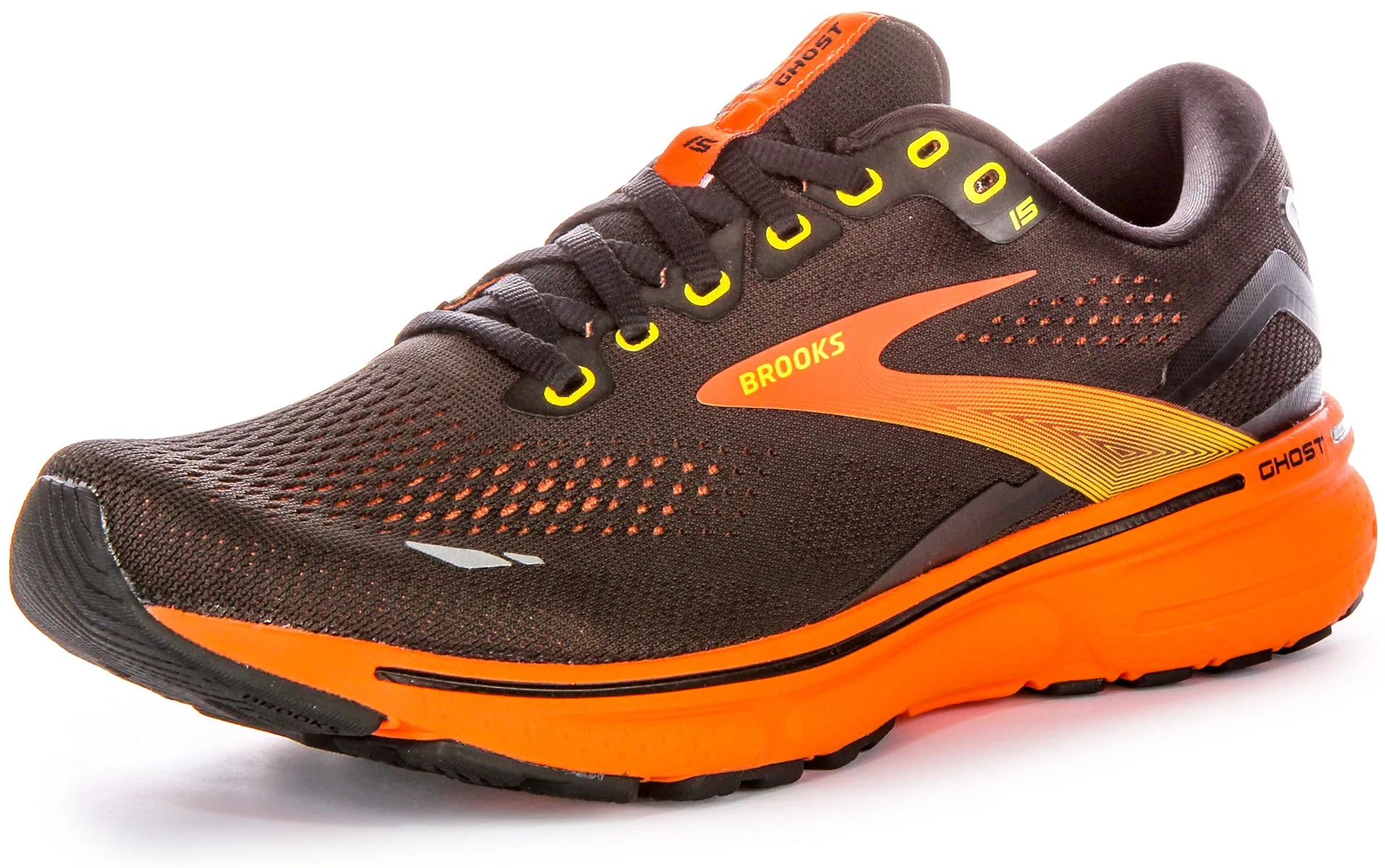 Brooks Ghost 15 In Black Yellow For Men | Medium Fit