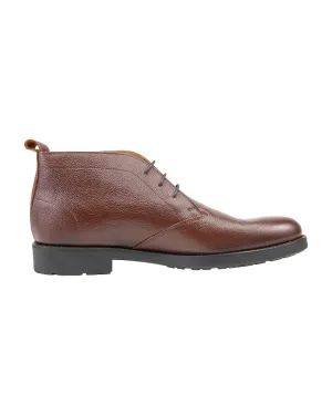 Brown Scotch Grain Leather Chukka Boots