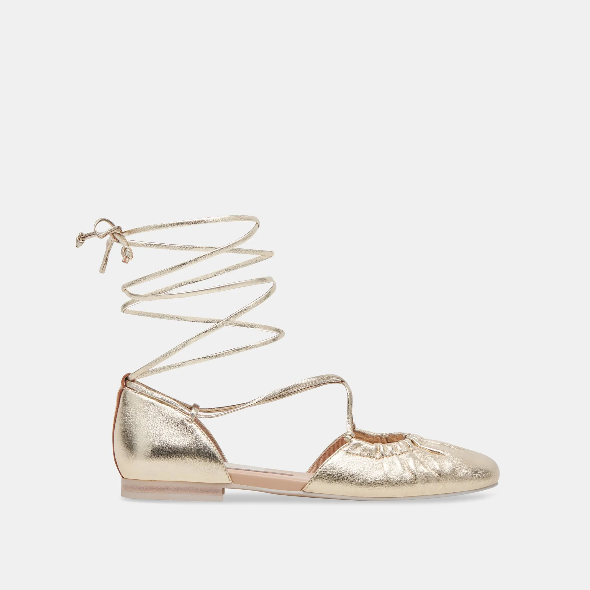 CANCUN BALLET FLATS LIGHT GOLD METALLIC LEATHER