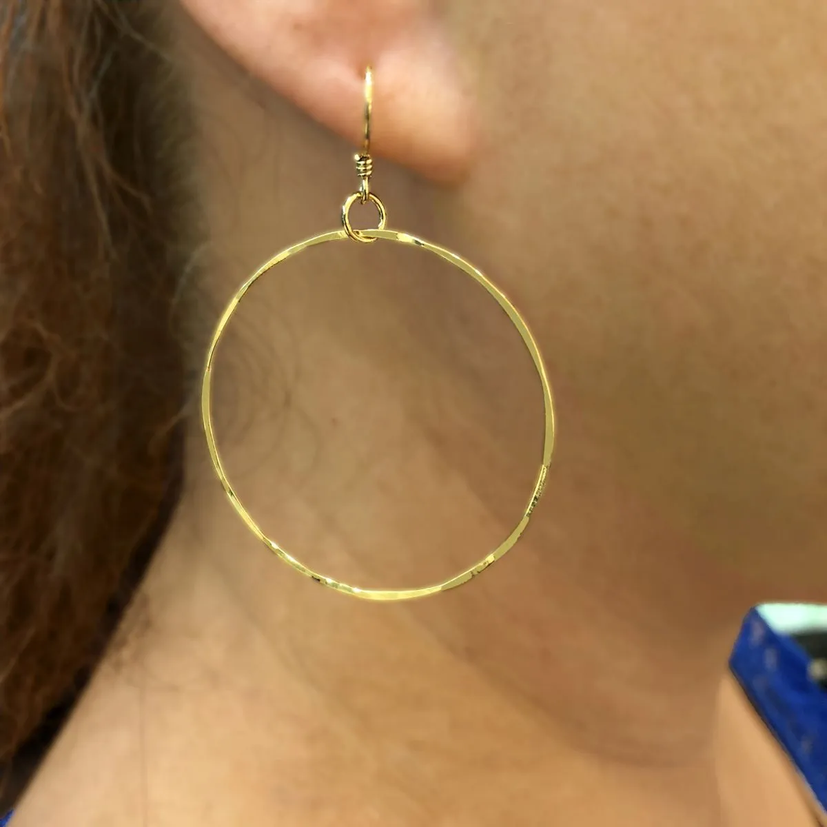 Chalene K Hand Made Hammered And Flat Hoop Earrings