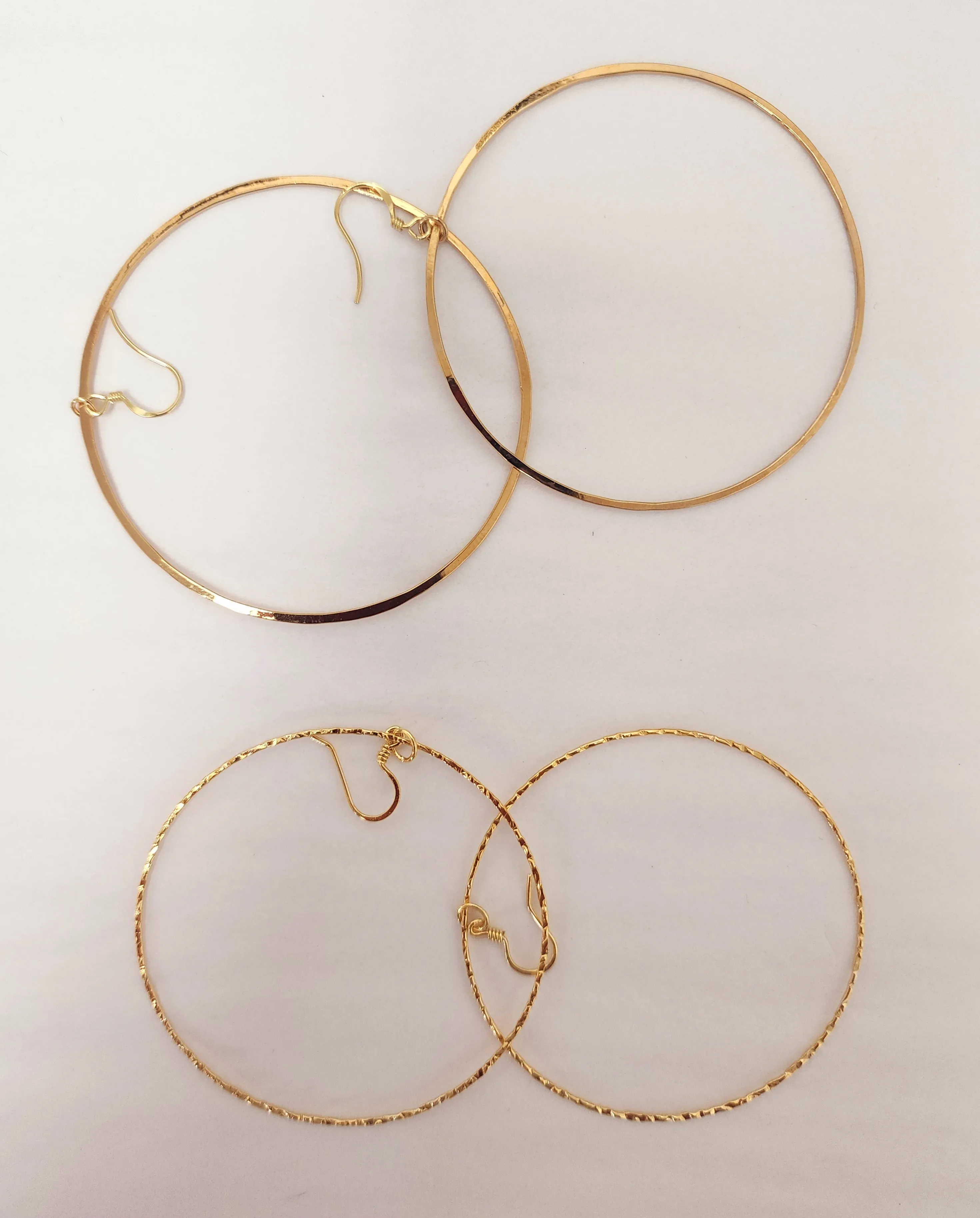 Chalene K Hand Made Hammered And Flat Hoop Earrings