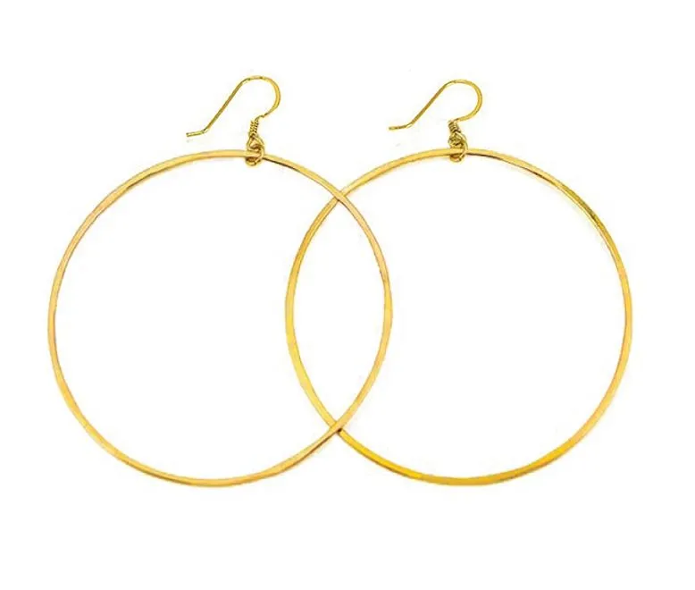 Chalene K Hand Made Hammered And Flat Hoop Earrings