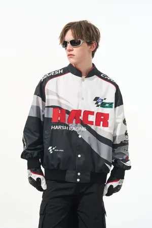 Color Block Motorcycle Racing Jacket