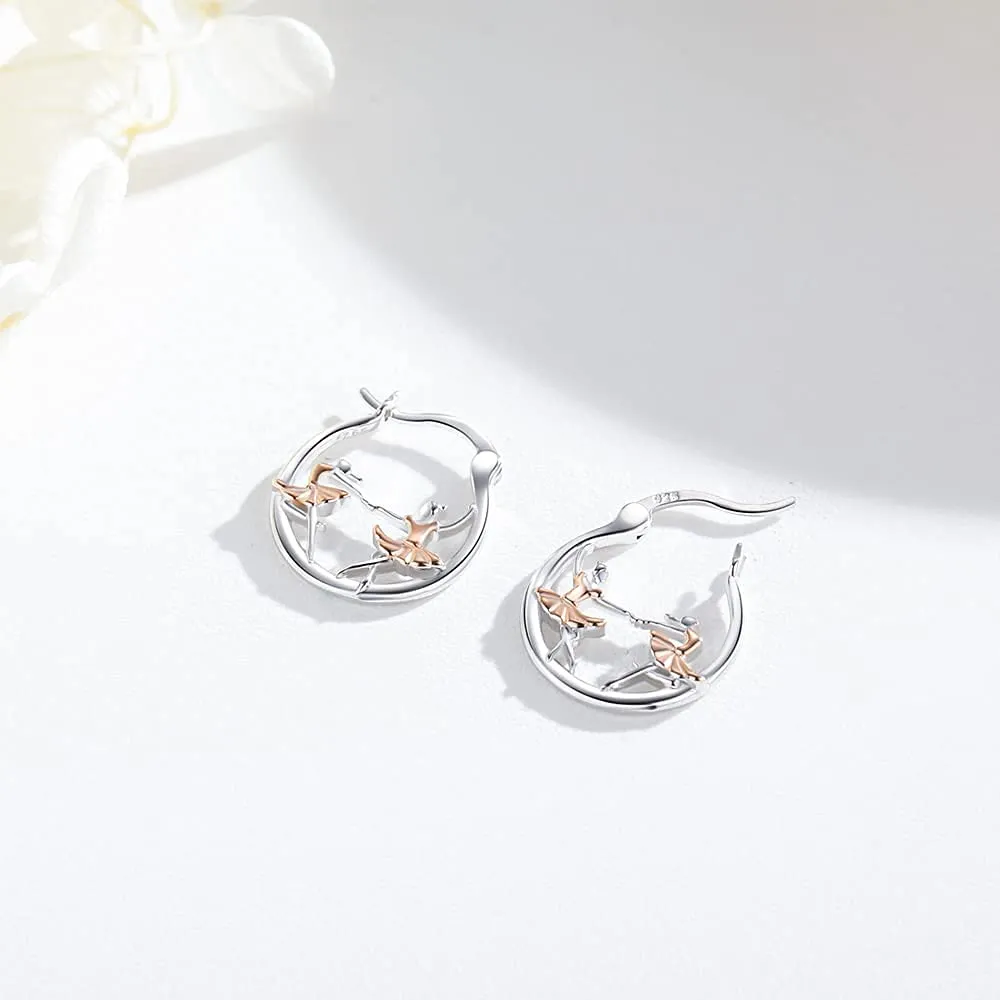 Dance Earrings Sterling Silver Ballerina Huggie Hoop Earrings Cartilage Earrings for Sensitive Ears Ballet Dancer Gifts for Women Girls