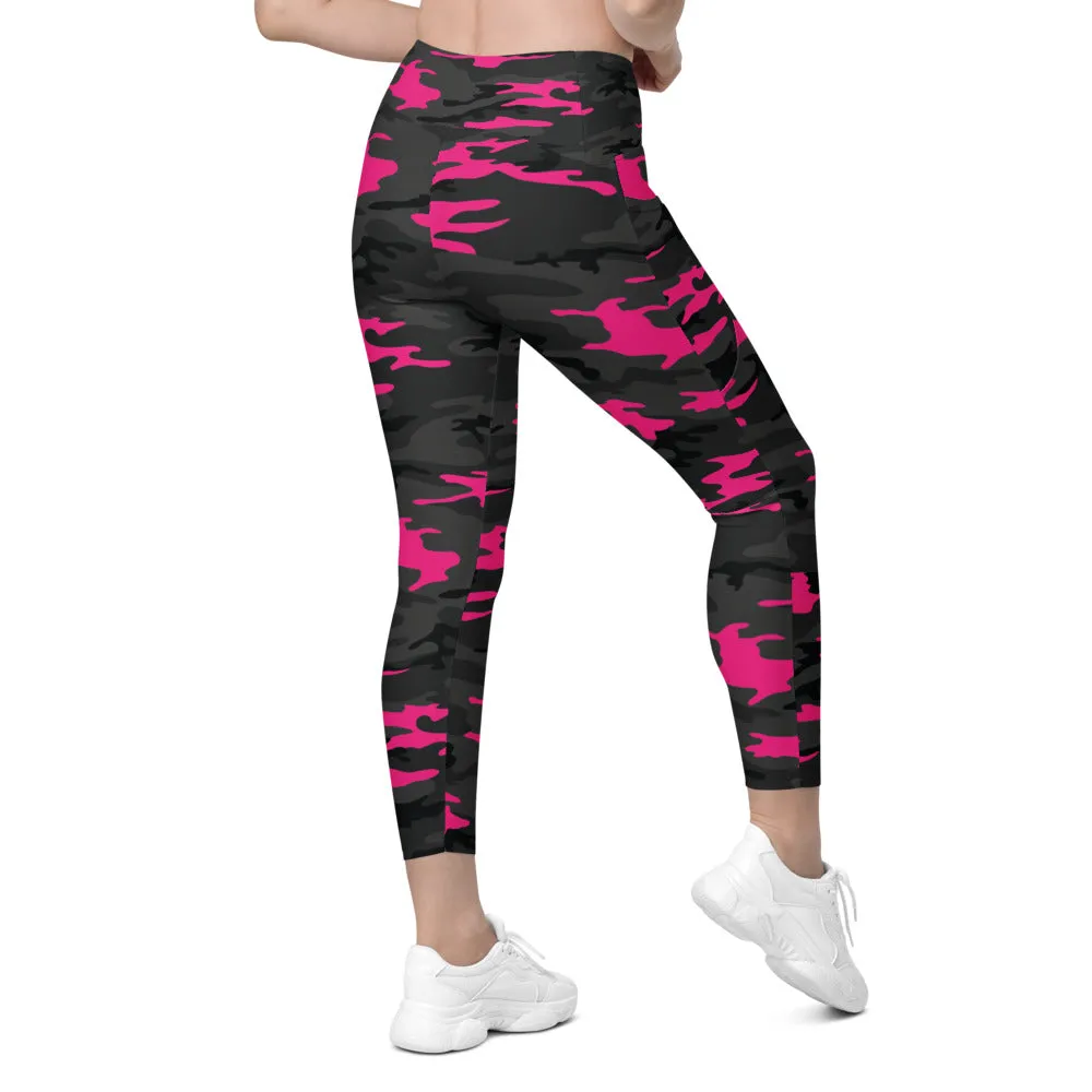 Dark Pink Camo Leggings with Pockets