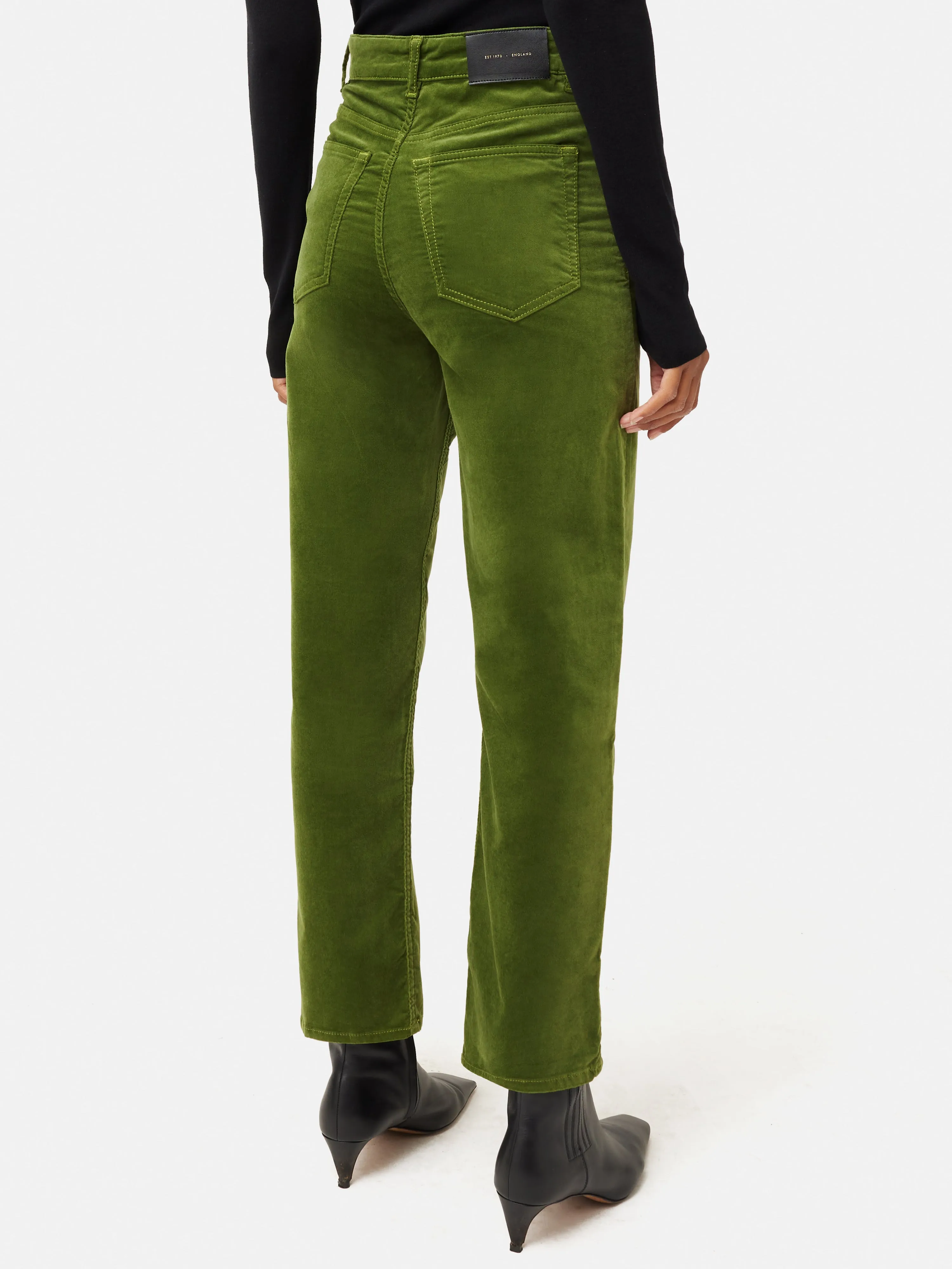 Delmont Velvet Tapered Jean | Green