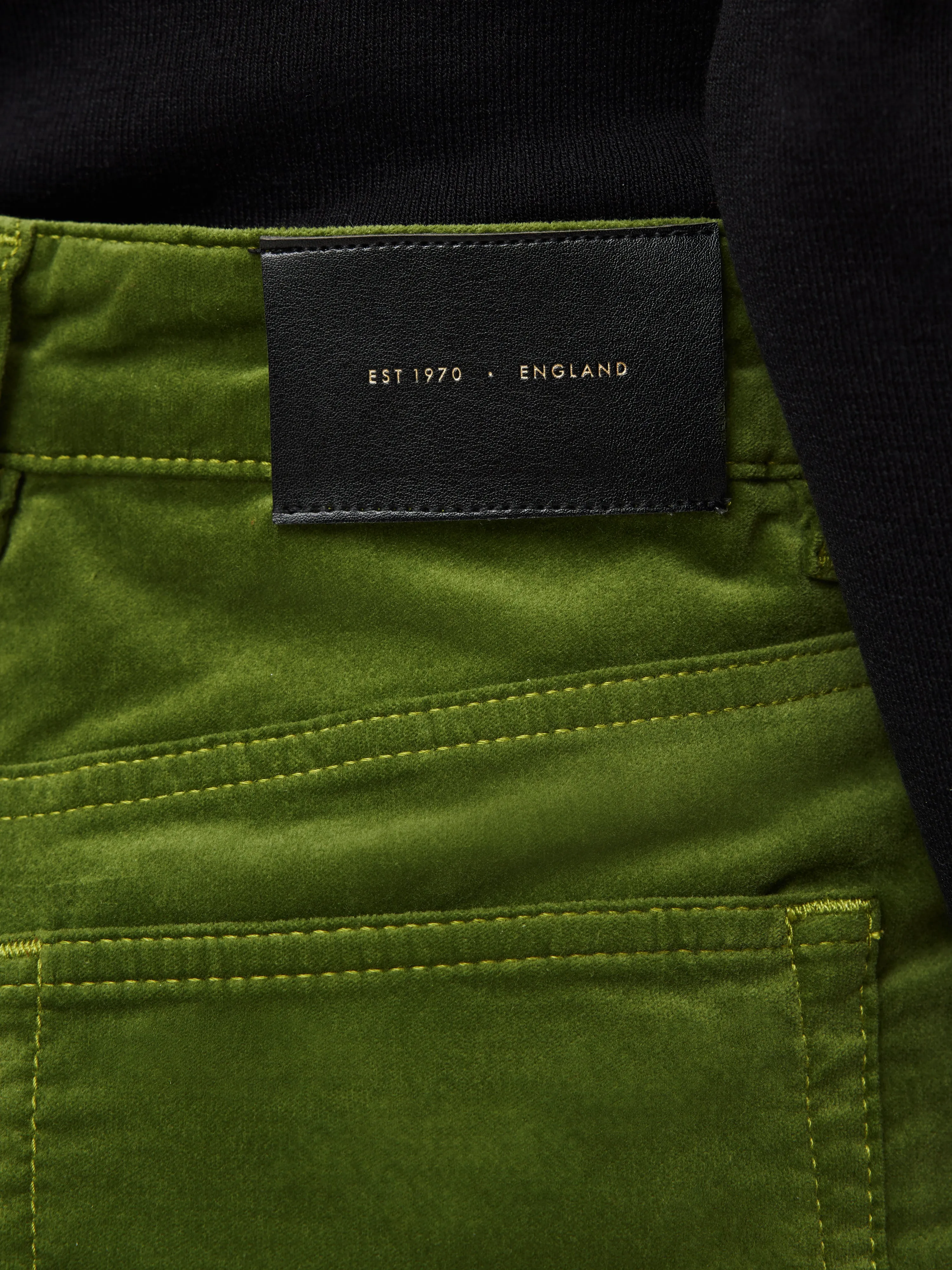 Delmont Velvet Tapered Jean | Green