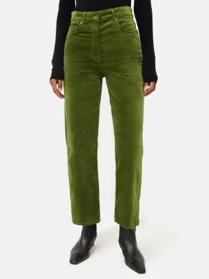 Delmont Velvet Tapered Jean | Green