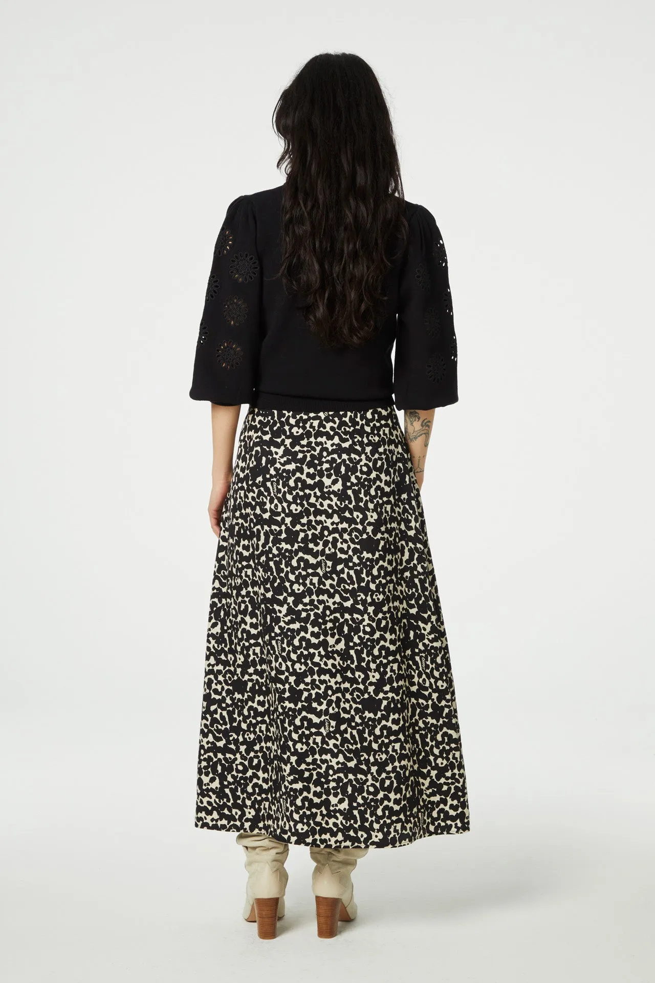 Fabienne Chapot Lydia Skirt-Black Oat Melange