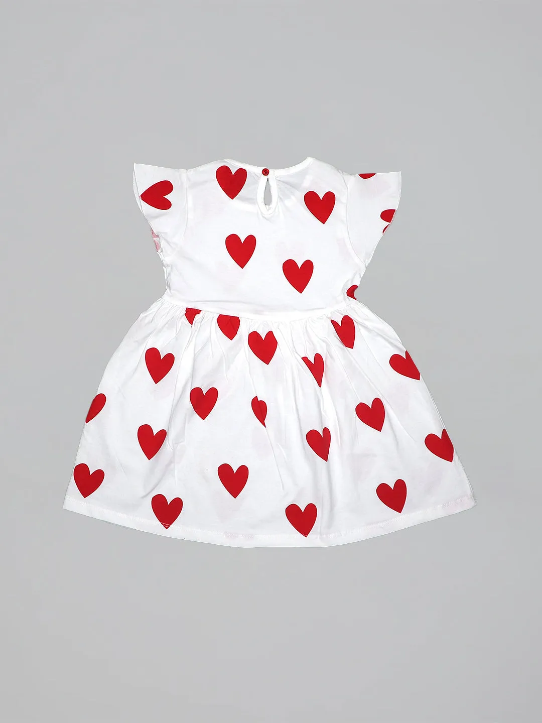 Girls Heart Pattern Ruffle Trim Frock