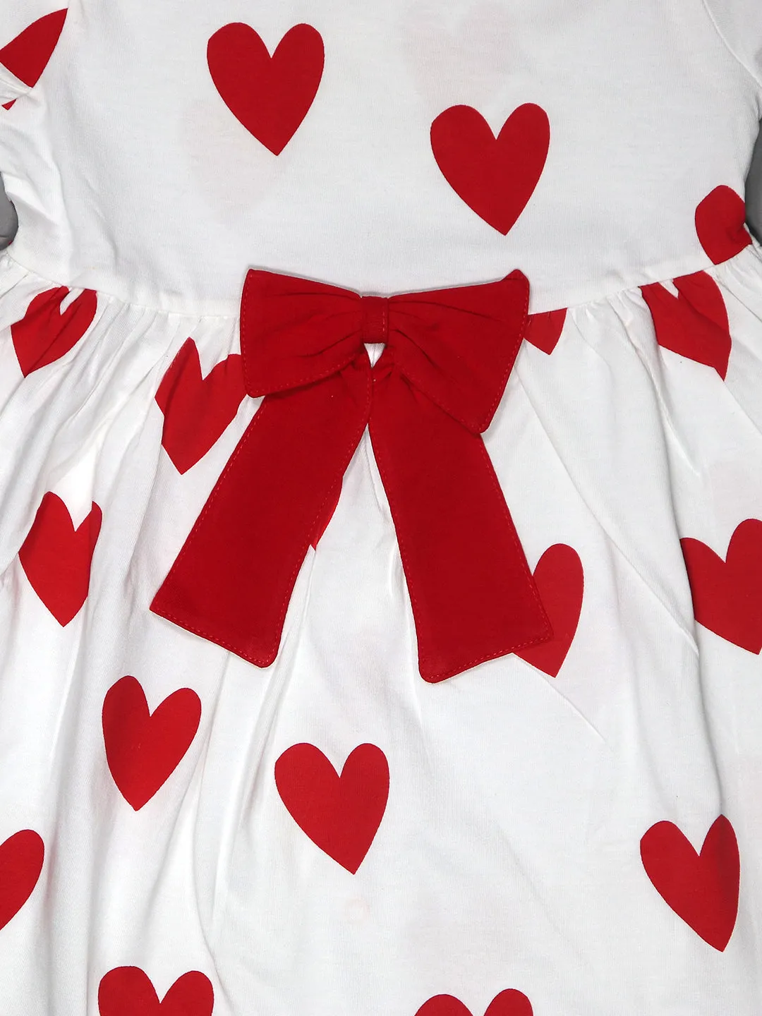 Girls Heart Pattern Ruffle Trim Frock