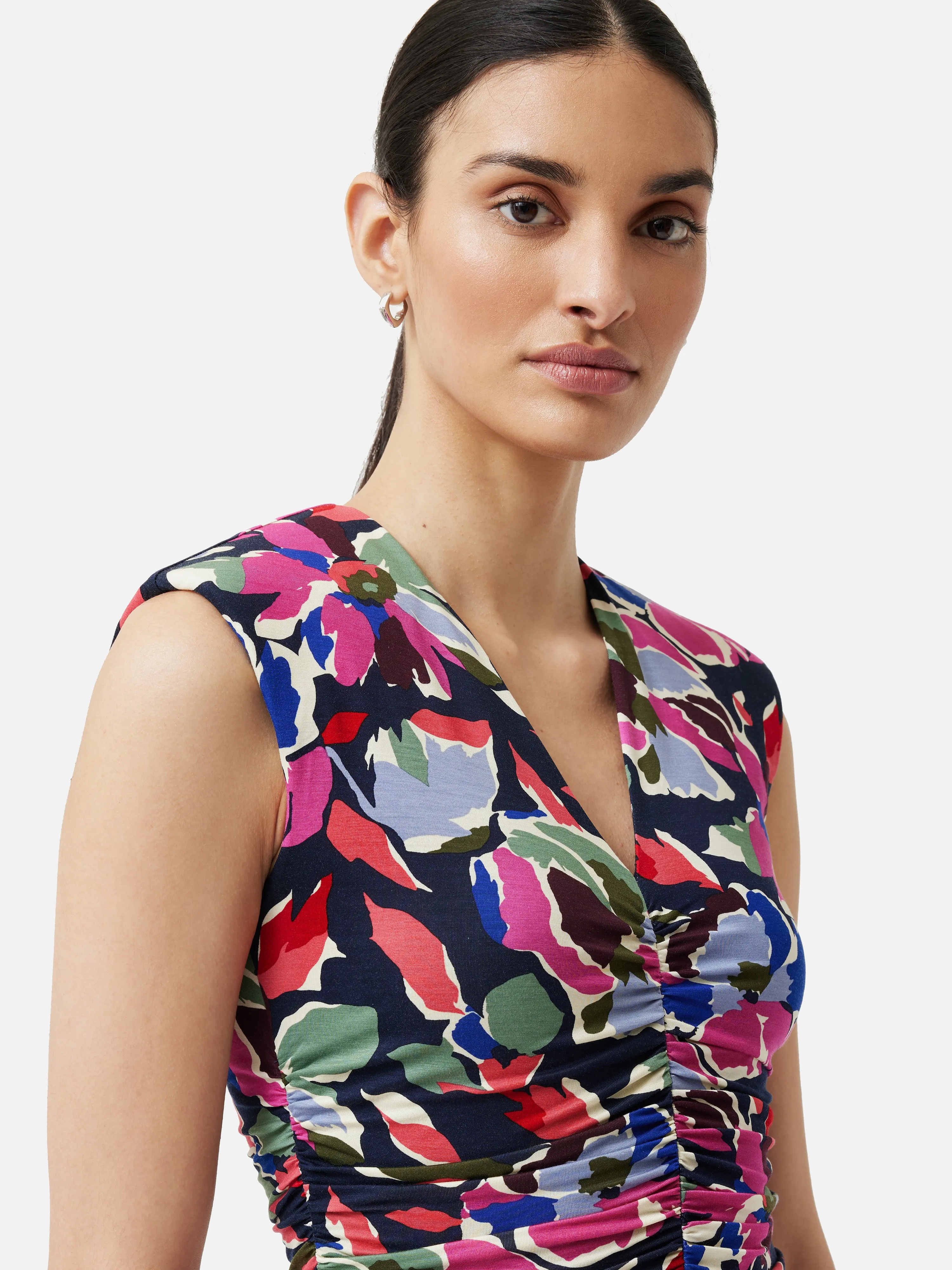 Graphic Pansy Jersey Dress | Multi