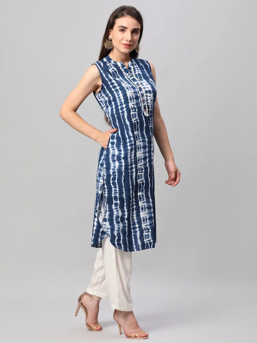 Indigo Blue Stripes Printed Kurta