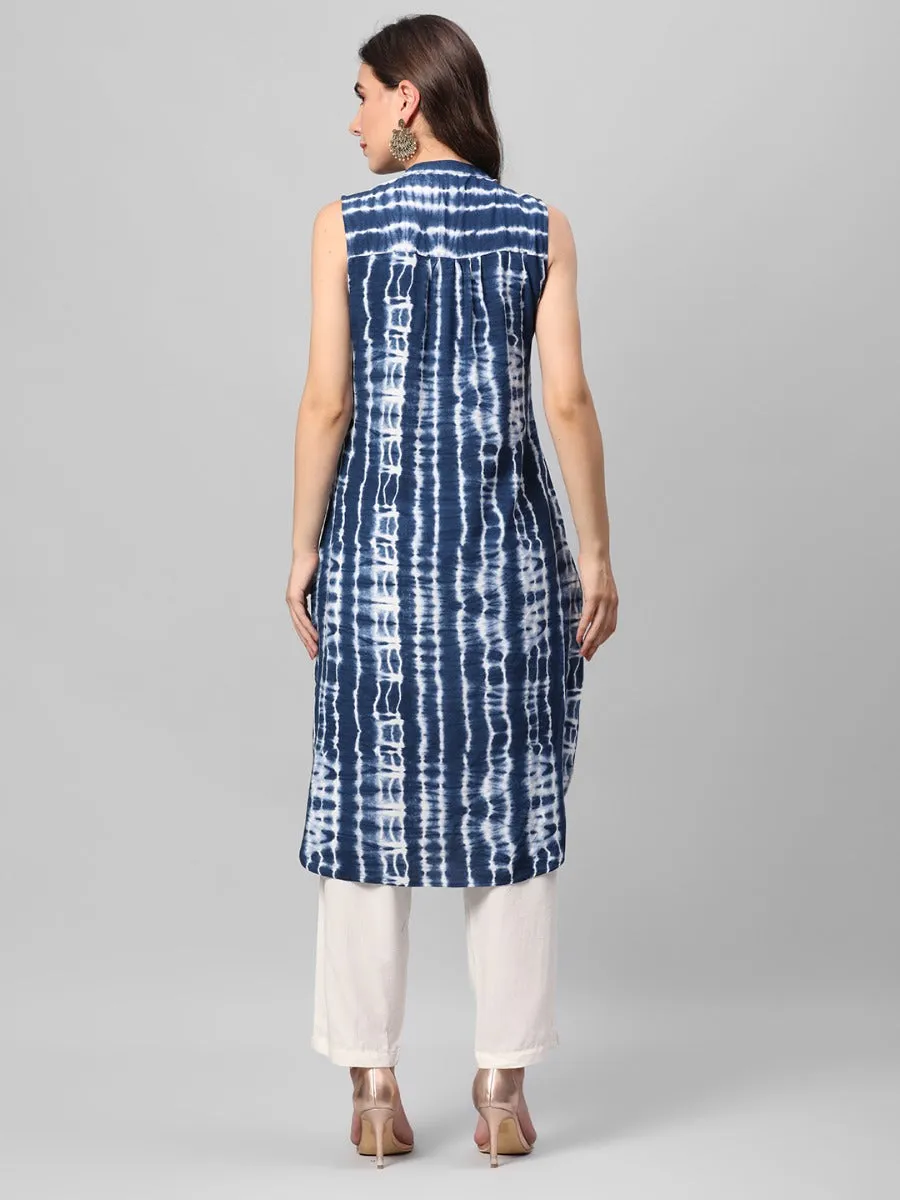 Indigo Blue Stripes Printed Kurta