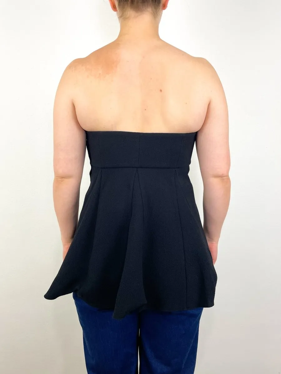 Melee Crepe Strapless Top in Black