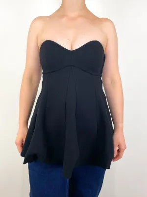 Melee Crepe Strapless Top in Black