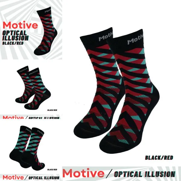 Motive Sock Sport Performance Illusion Crew - Black/Red