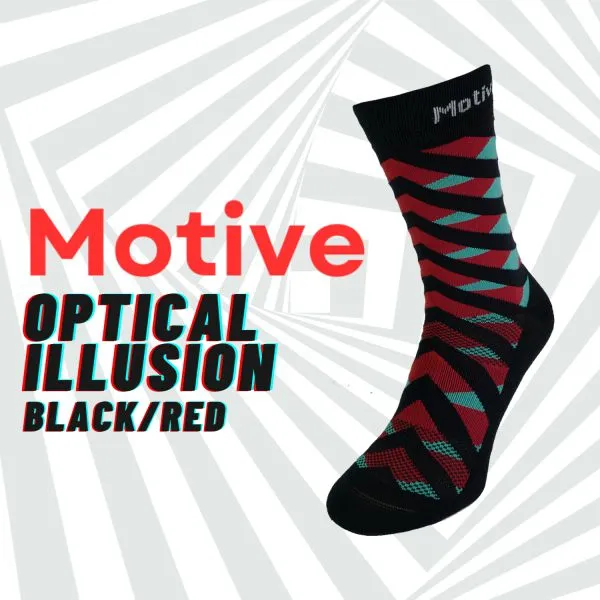 Motive Sock Sport Performance Illusion Crew - Black/Red