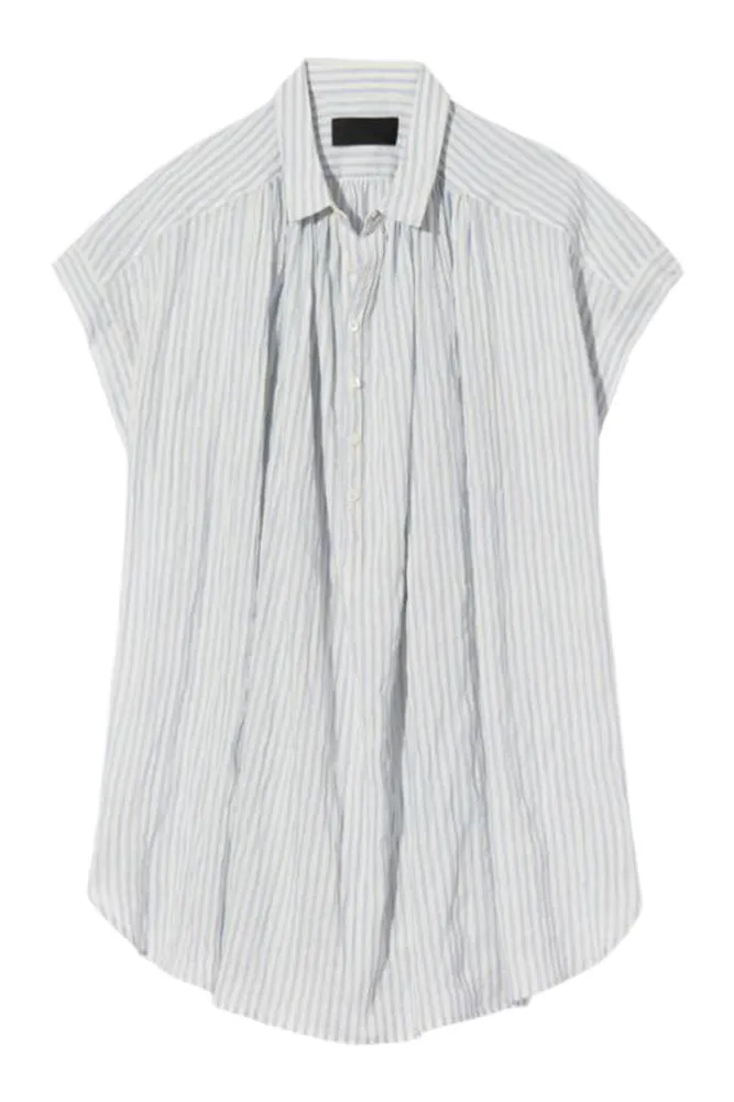 Nili Lotan Normandy Blouse in Ivory Blue Stripes