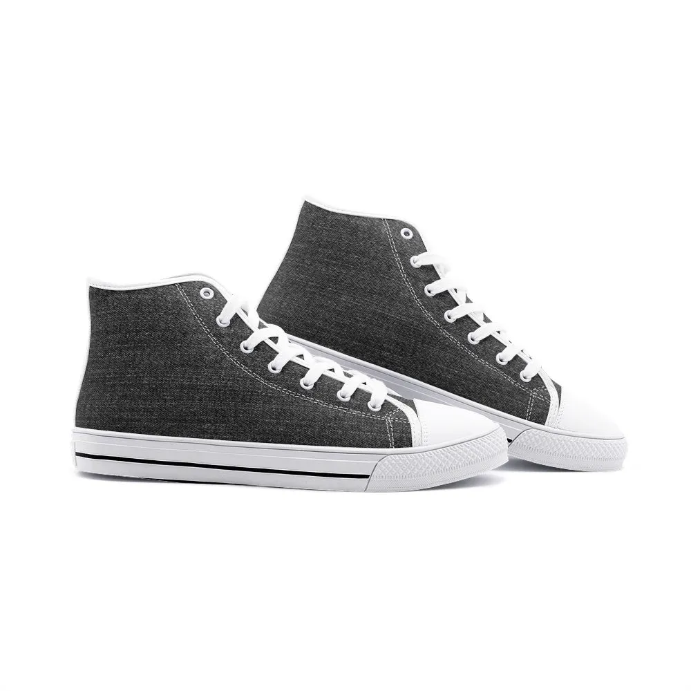 Our Best Canvas High Top Sneaker 👟 Men and Women Black Denim Pattern