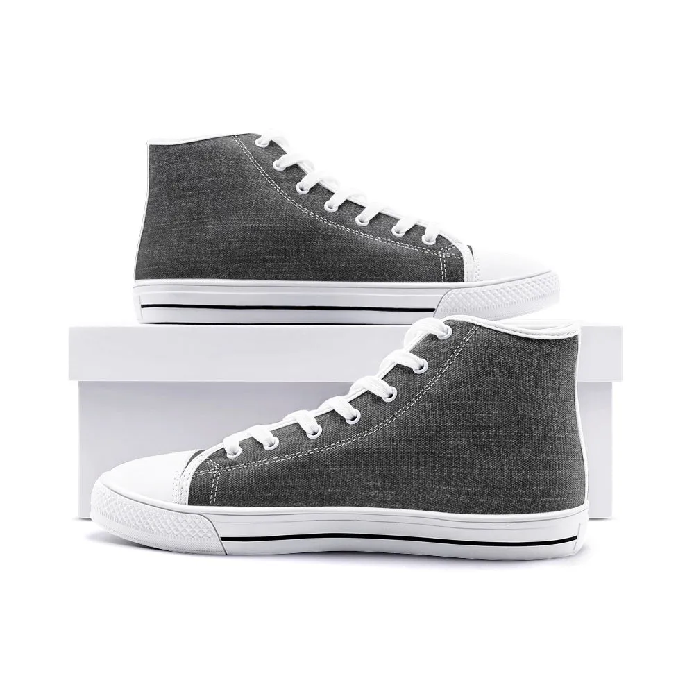 Our Best Canvas High Top Sneaker 👟 Men and Women Black Denim Pattern