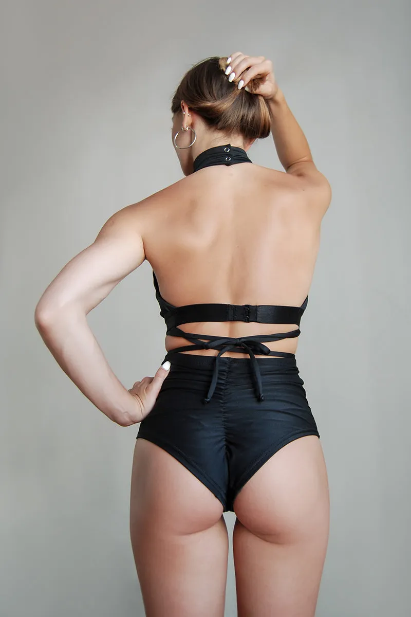 Pole Addict Scrunch Butt Basic High Waist Shorts - Black