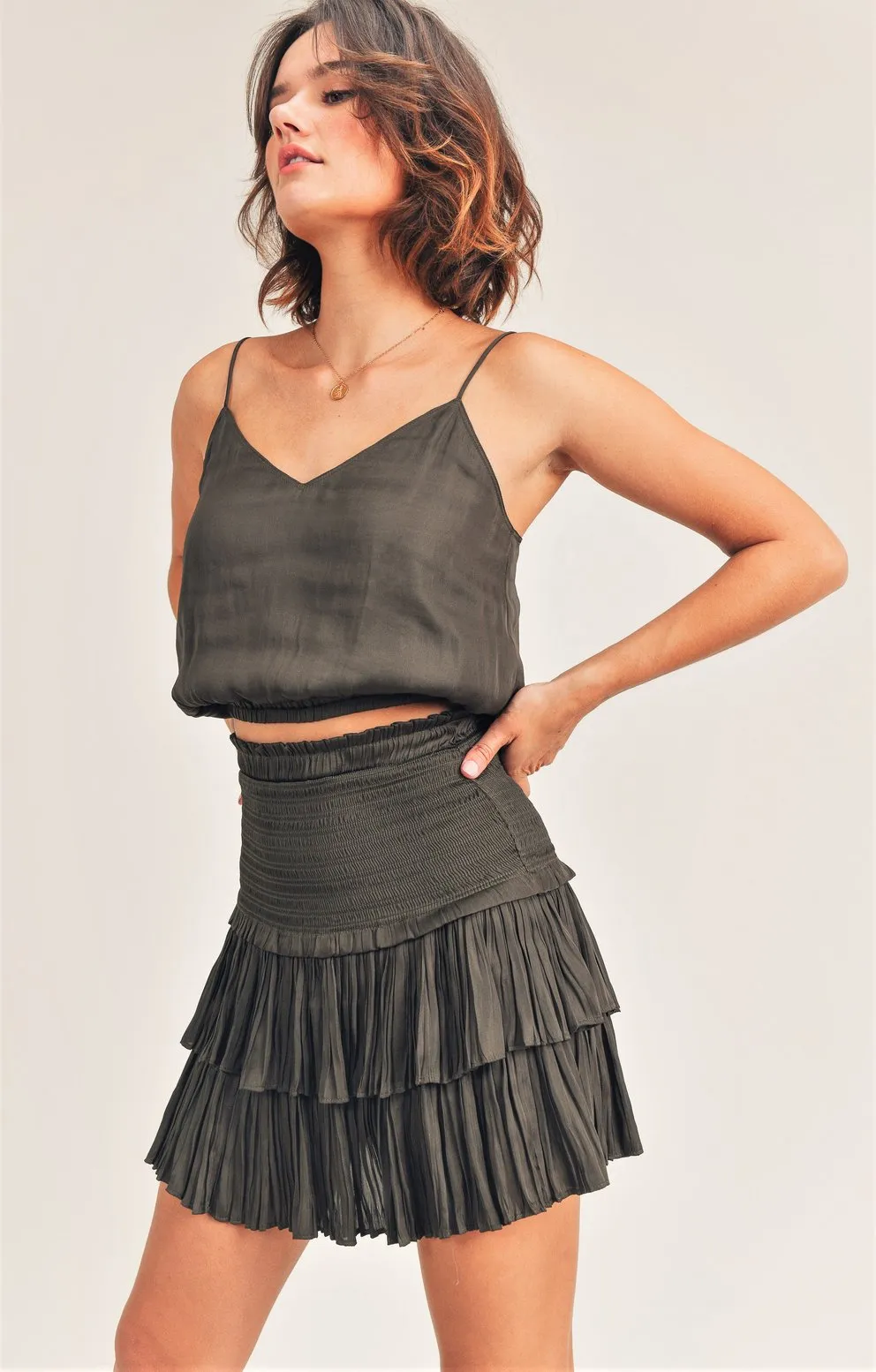 Reset By Jane Silky Cropped Tank With Adjustable Straps Silky Amore Top