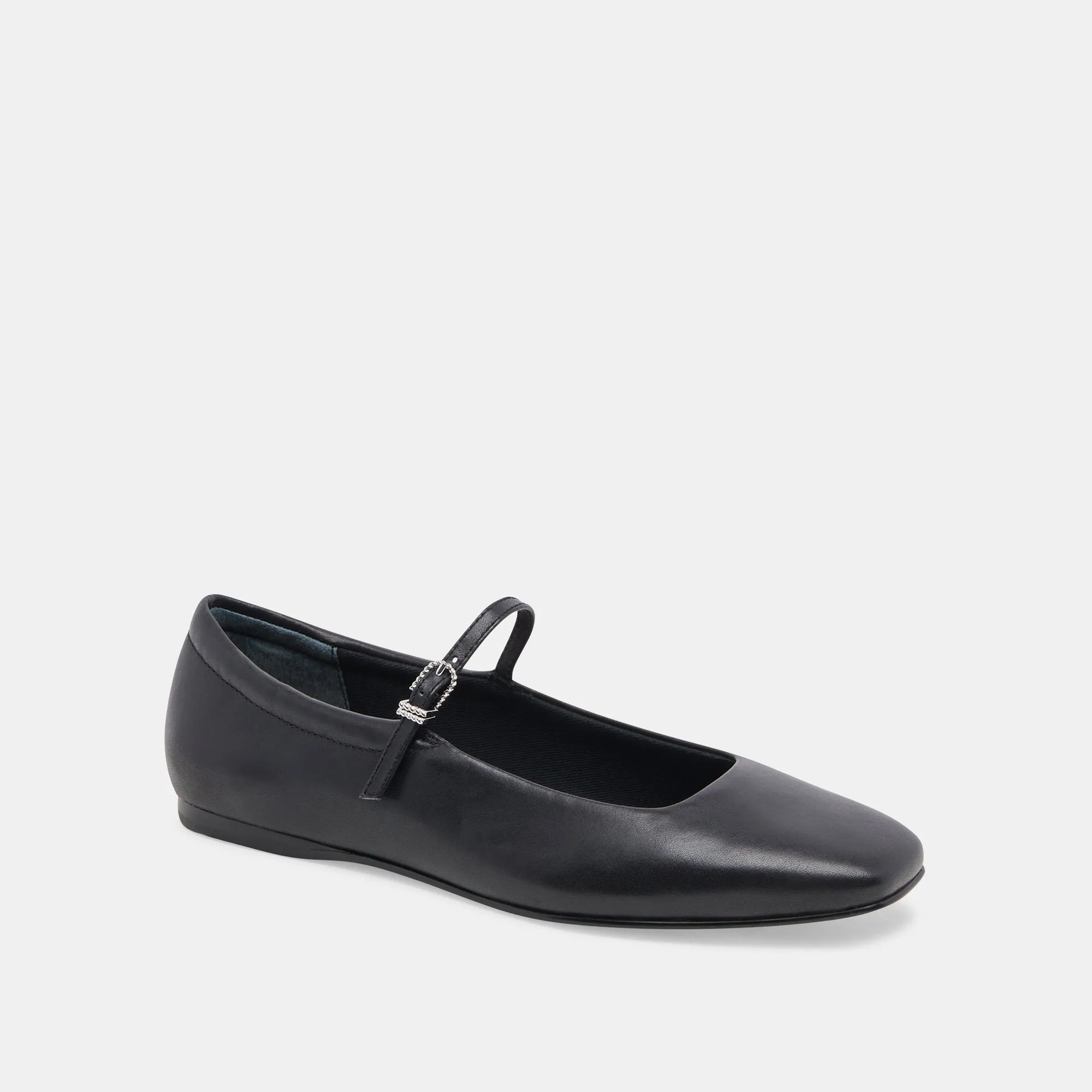 REYES BALLET FLATS BLACK LEATHER - re:vita