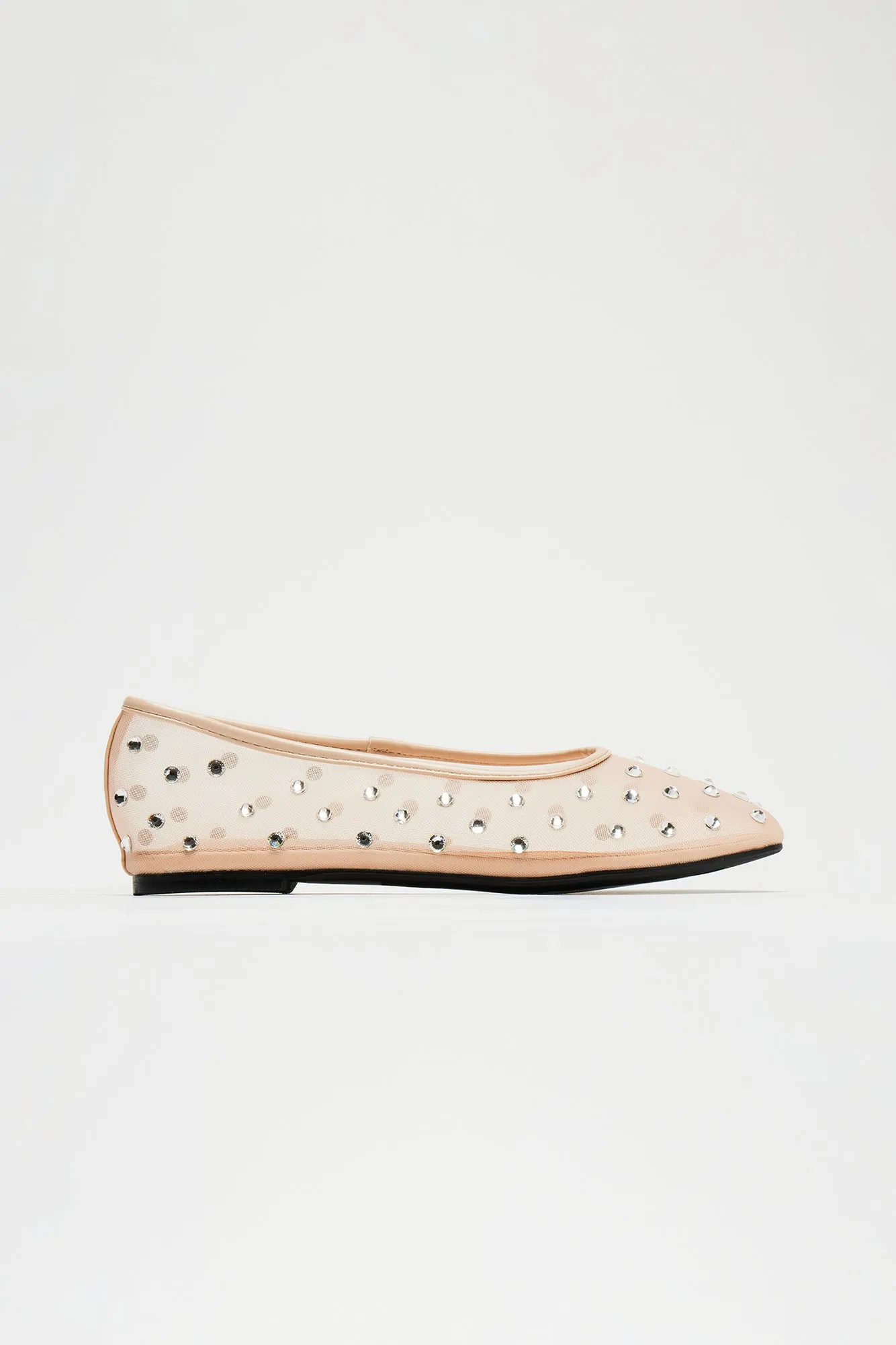 See Me Again Rhinestone Ballet Flats - Nude