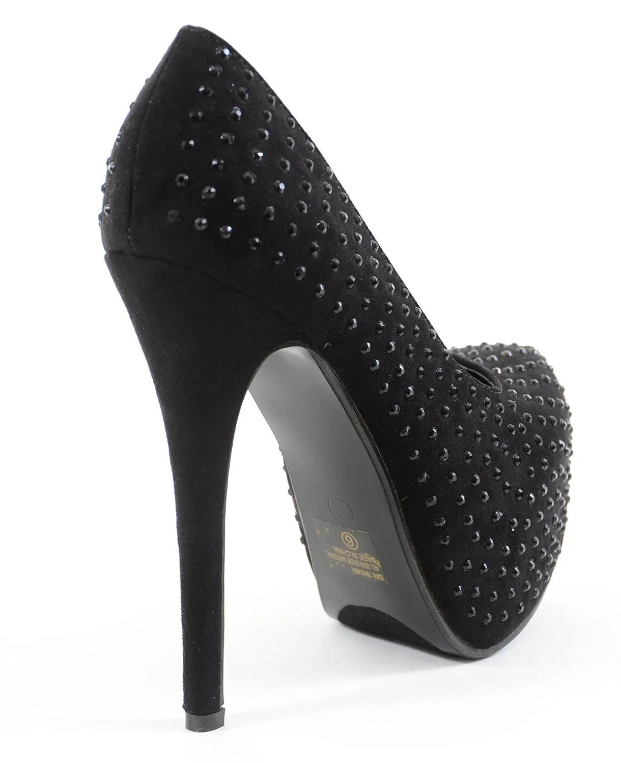 Studded Almond Toe Platform Pump Womens Stiletto Heels