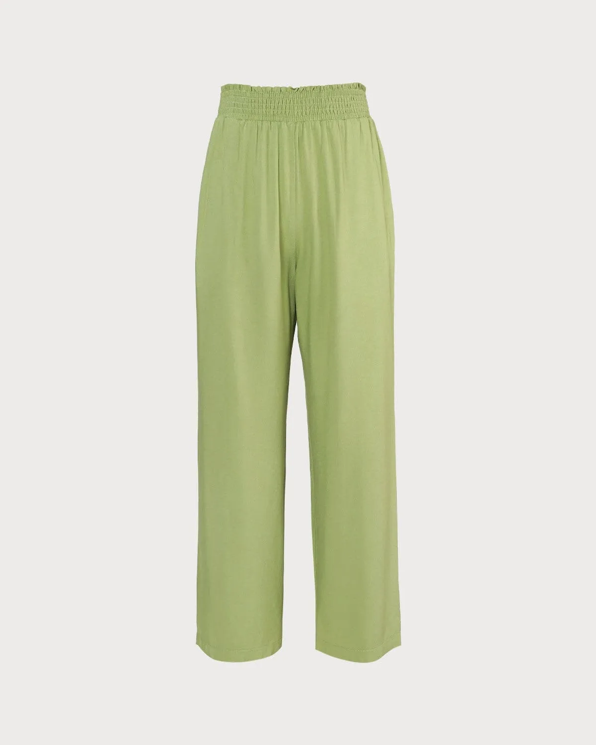 The Green Elastic Waist Straight Ninth Pants