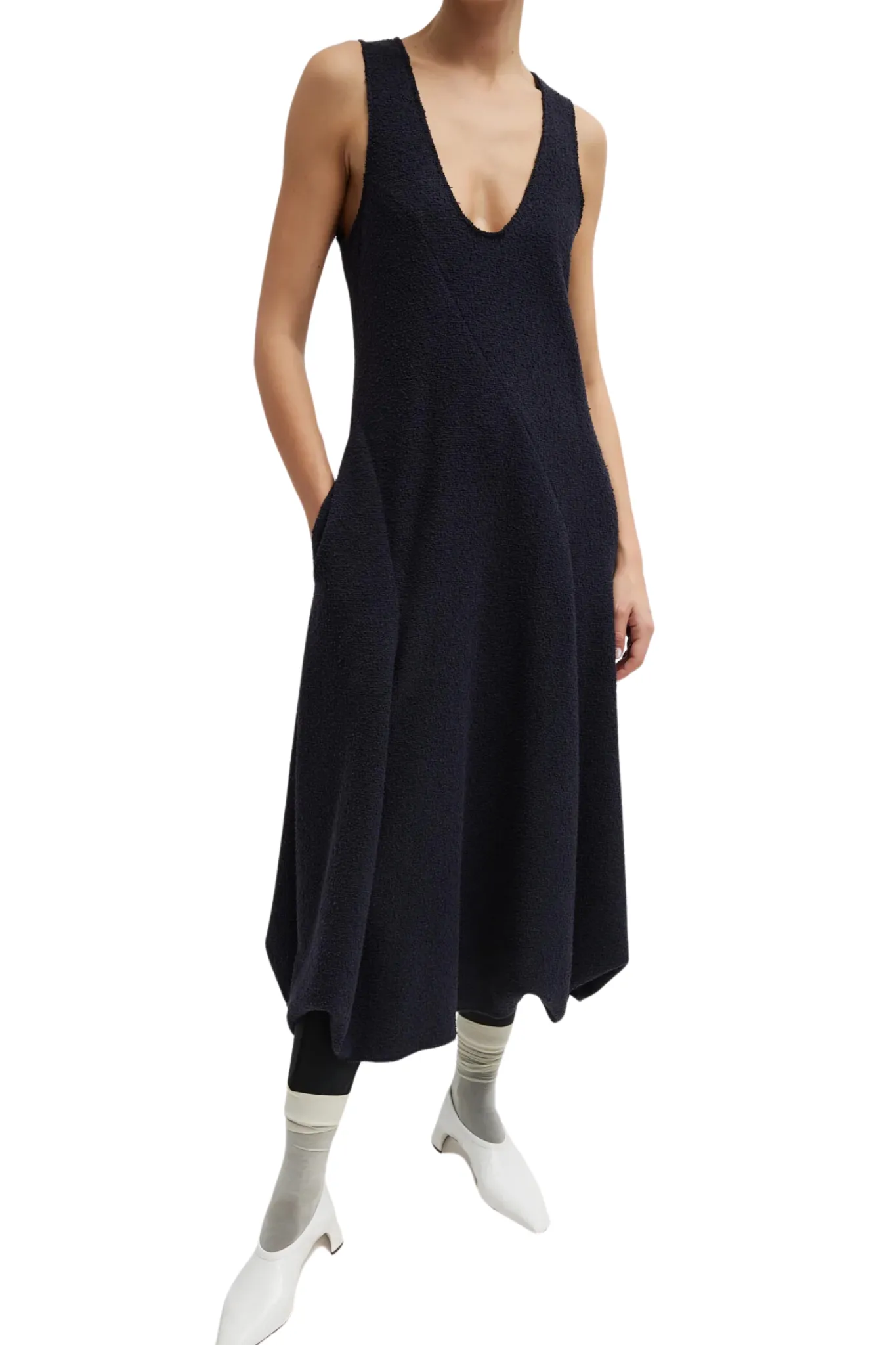 Tibi Boucle Knit Tank Tucked Dress