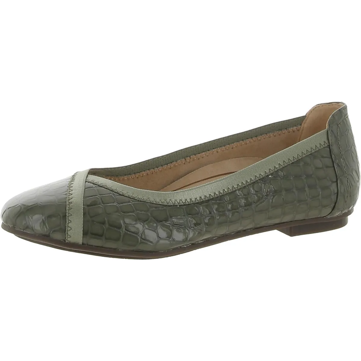 Vionic Womens Caroll Embossed Slip On Ballet Flats