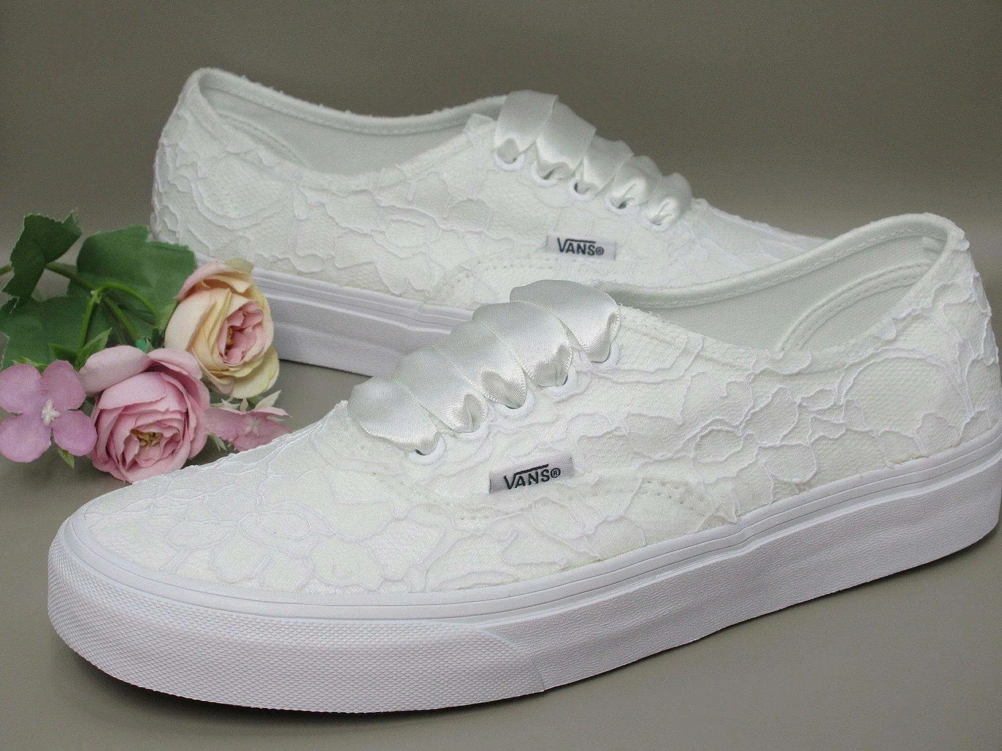 White Lace Vans Wedding Trainers For Brides.