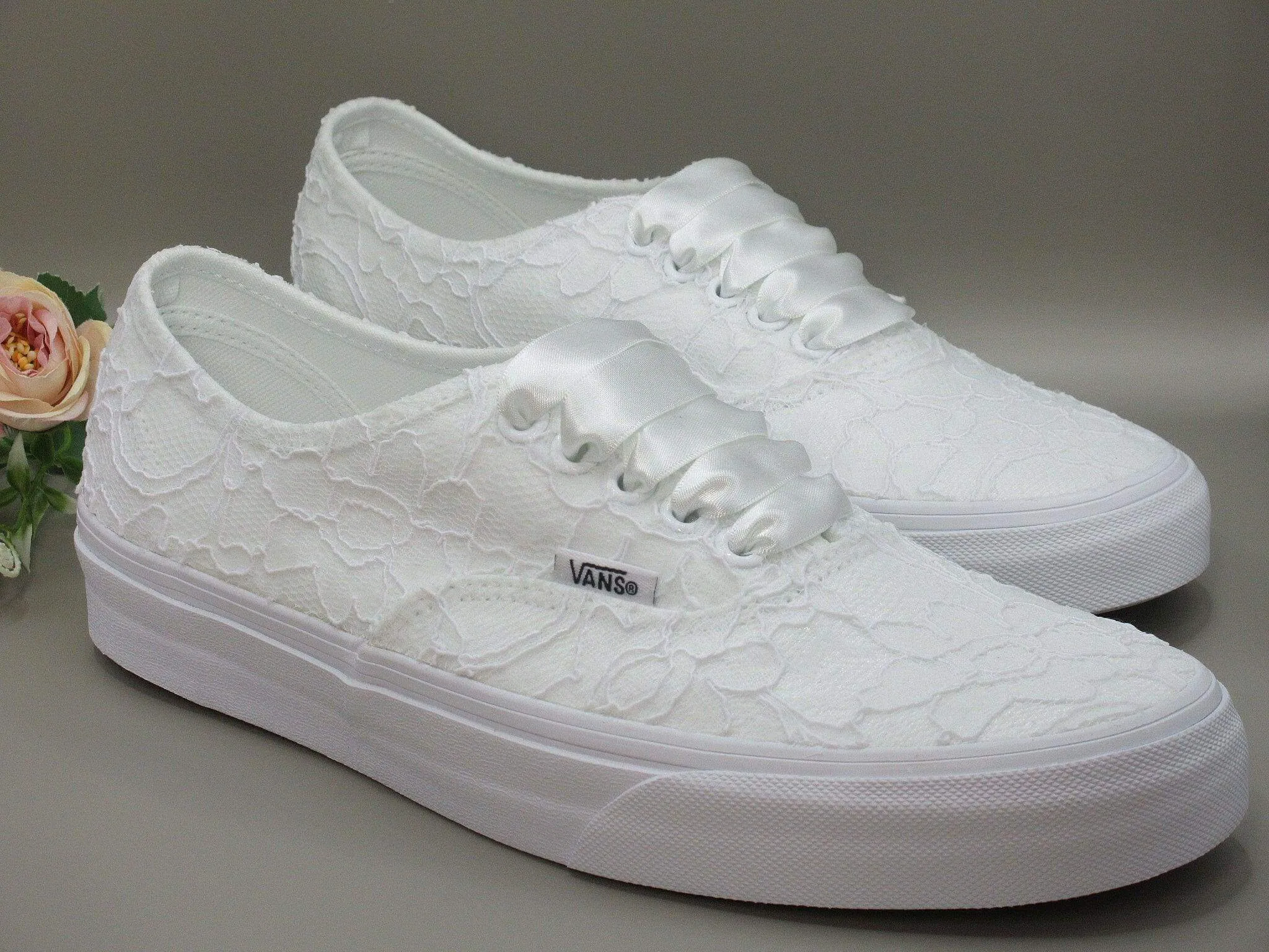 White Lace Vans Wedding Trainers For Brides.